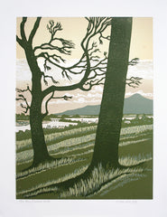 Linocut Print - Co Down From Dundrum Castle Unframed