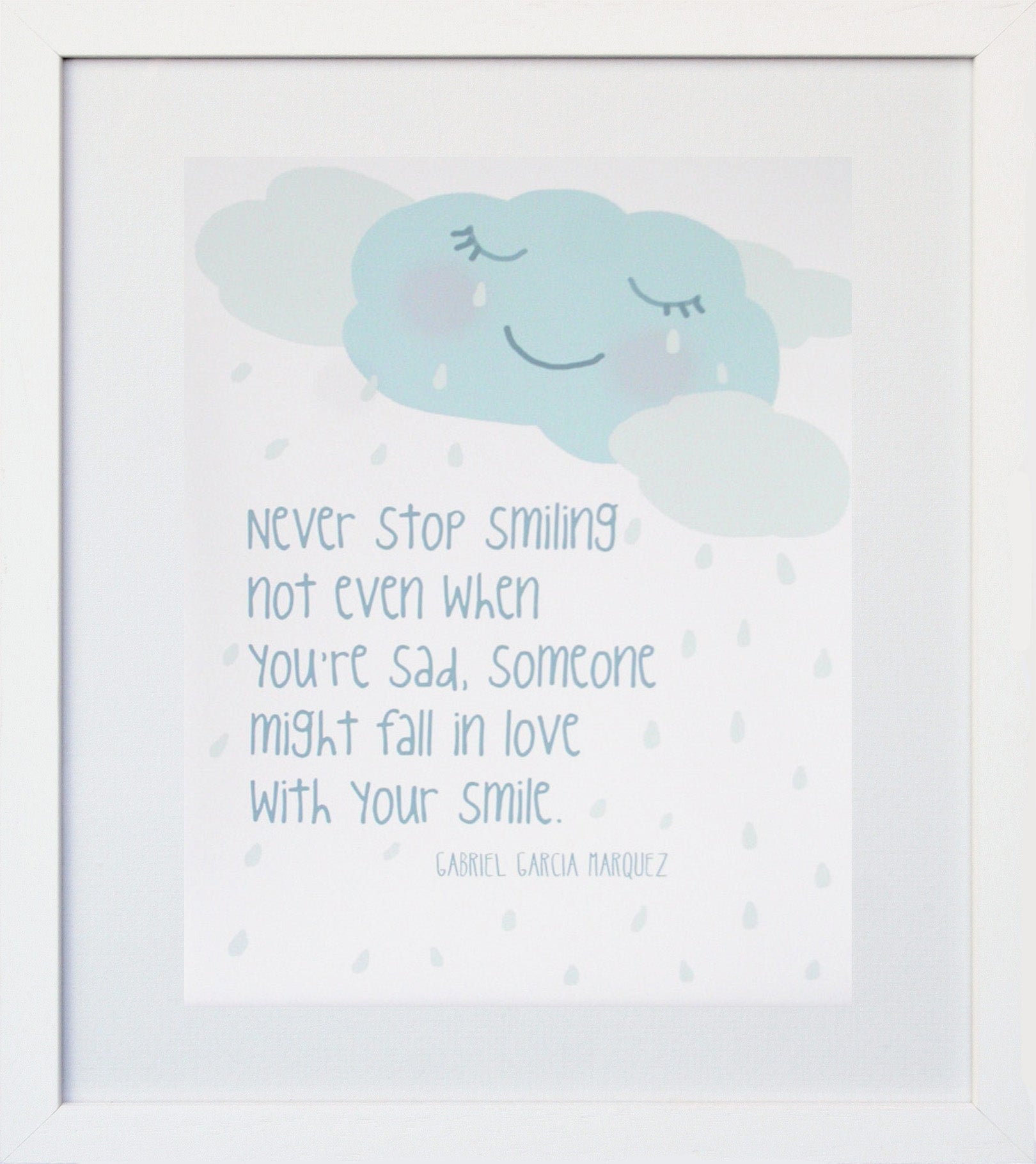 Never Stop Smiling White Frame