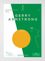 Northern Ireland - Gerry Armstrong vs Spain 1982-30 x 42-Flat White Frame