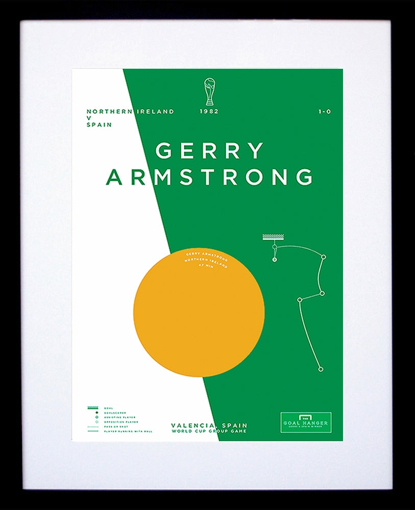 Northern Ireland - Gerry Armstrong vs Spain 1982 Framed 30x42 Frame Black Box