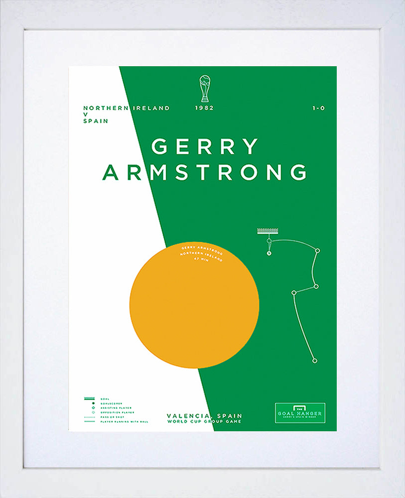 Northern Ireland - Gerry Armstrong vs Spain 1982-30 x 42-White Box Frame