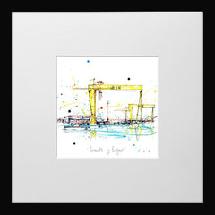 Print Open Edition Landscapes - Giants Of Belfast-12 x 12-Small Flat Black Frame