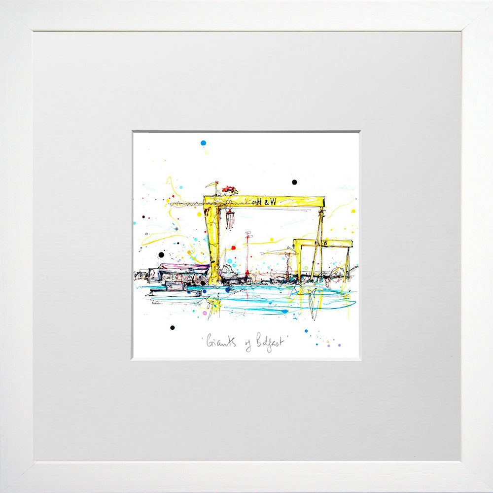 Print Open Edition Landscapes - Giants Of Belfast-12 x 12-Small Flat White Frame