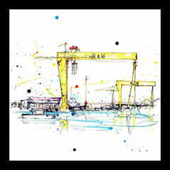 Print Open Edition Landscapes - Giants Of Belfast-30 x 30-Black Box Frame (No Mount)