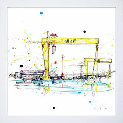 Print Open Edition Landscapes - Giants Of Belfast-30 x 30-White Box Frame (No Mount)