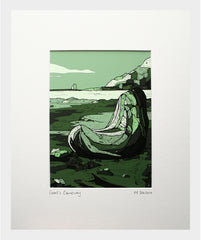 Giant's Causeway Green-16 x 11.5-Small Flat White Frame