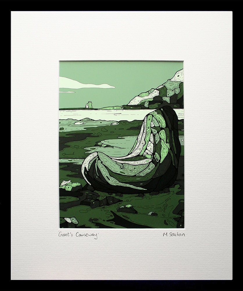 Giant's Causeway Green-16 x 11.5-Small Flat Black Frame