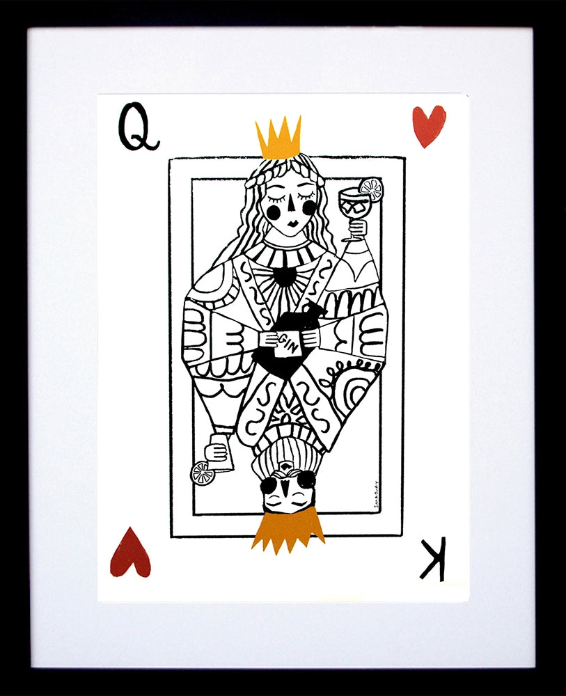 Gin - Hearts Black Frame