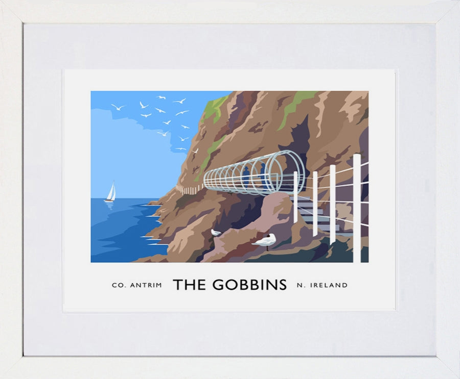 Co Antrim - The Gobbins Frame White 40x30 With Mount