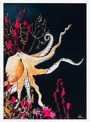 Golden Octopus-19 x 27.5-Unframed
