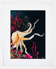 Golden Octopus-19 x 27.5-White Box Frame (With Mount)