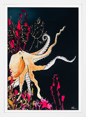 Golden Octopus-33 x 55.5-White Box Frame (No Mount)