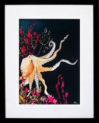 Golden Octopus-19 x 27.5-Black Box Frame (With Mount)