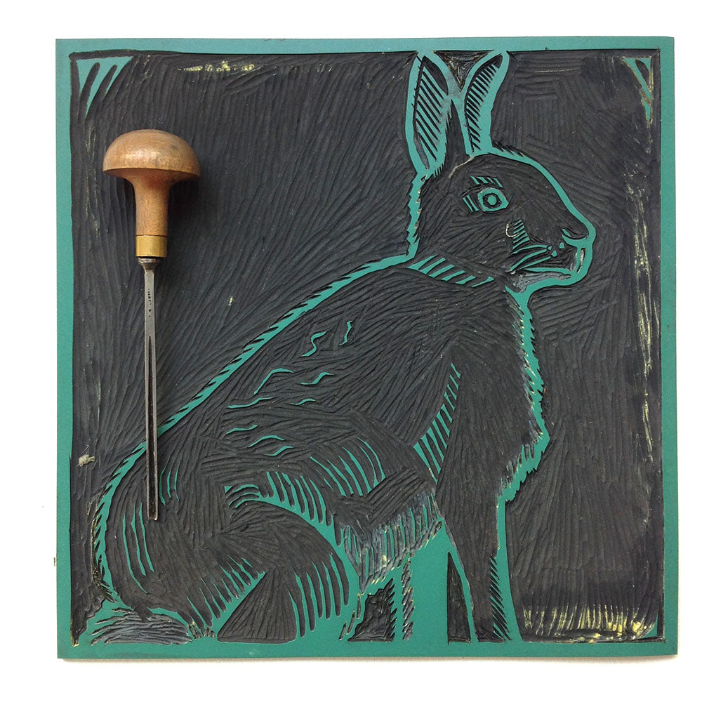 Lino Print - Golden Hare Of Rathlin