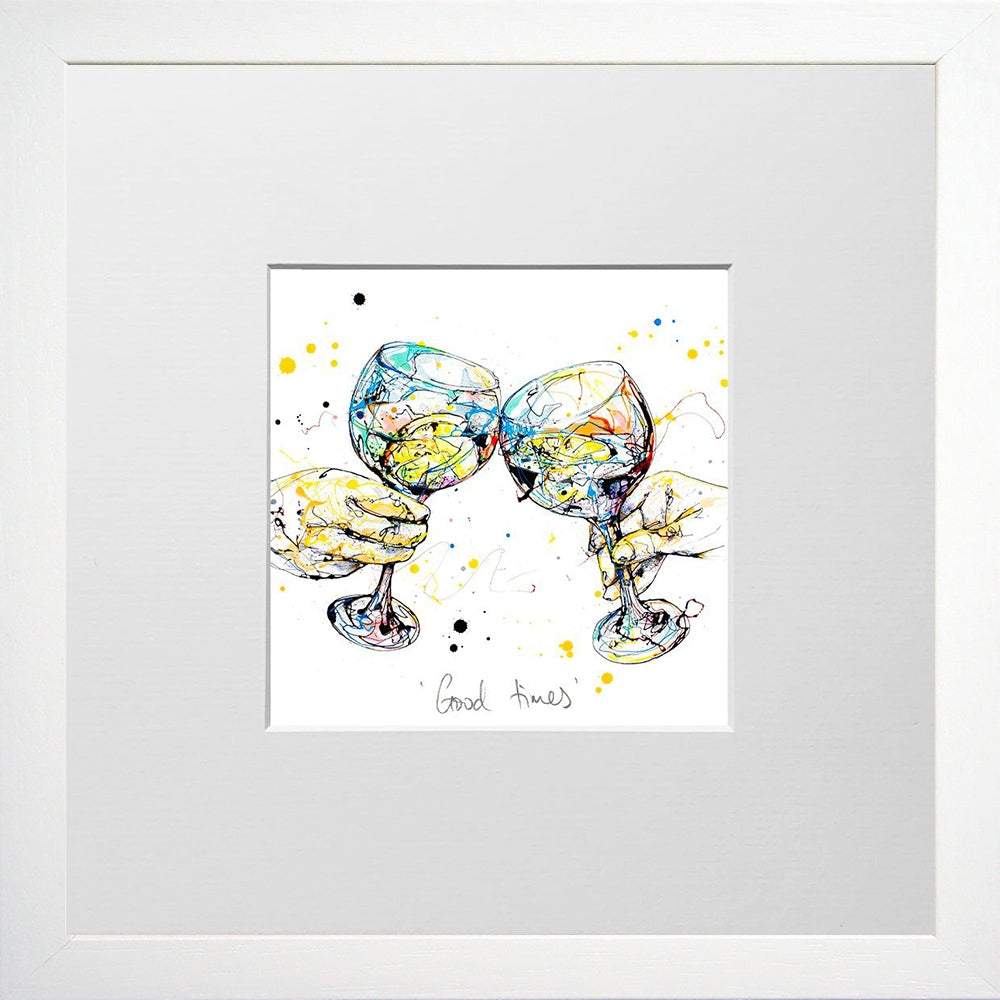 Print Open Edition Drinks - Good Times-12 x 12-Small Flat White Frame