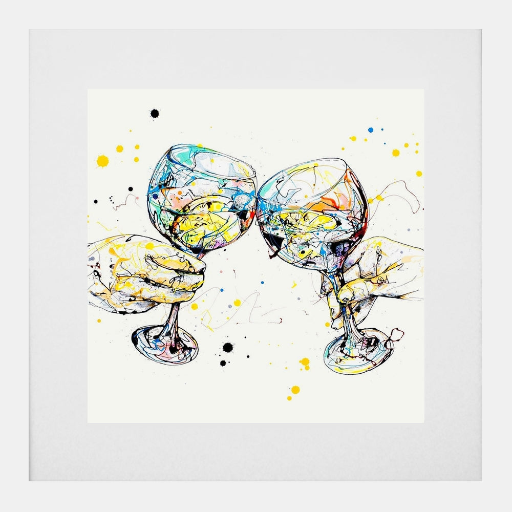 Print Open Edition Drinks - Good Times-30 x 30-White Box Frame (With Mount)