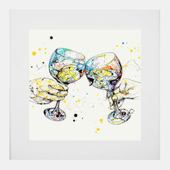 Print Open Edition Drinks - Good Times-30 x 30-White Box Frame (With Mount)