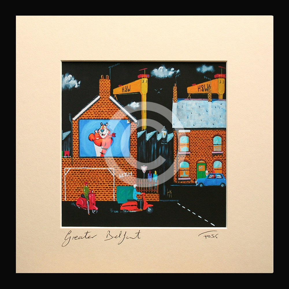 Print - Greater Belfast-15 x 15-Small Flat Black Frame