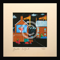 Print - Greater Belfast-15 x 15-Small Flat Black Frame