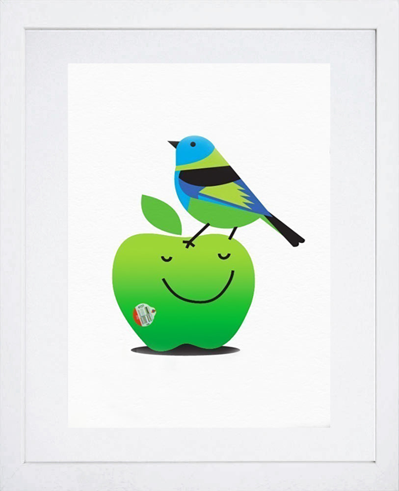 Green Headed Tanager-White Frame