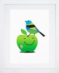 Green Headed Tanager-White Frame