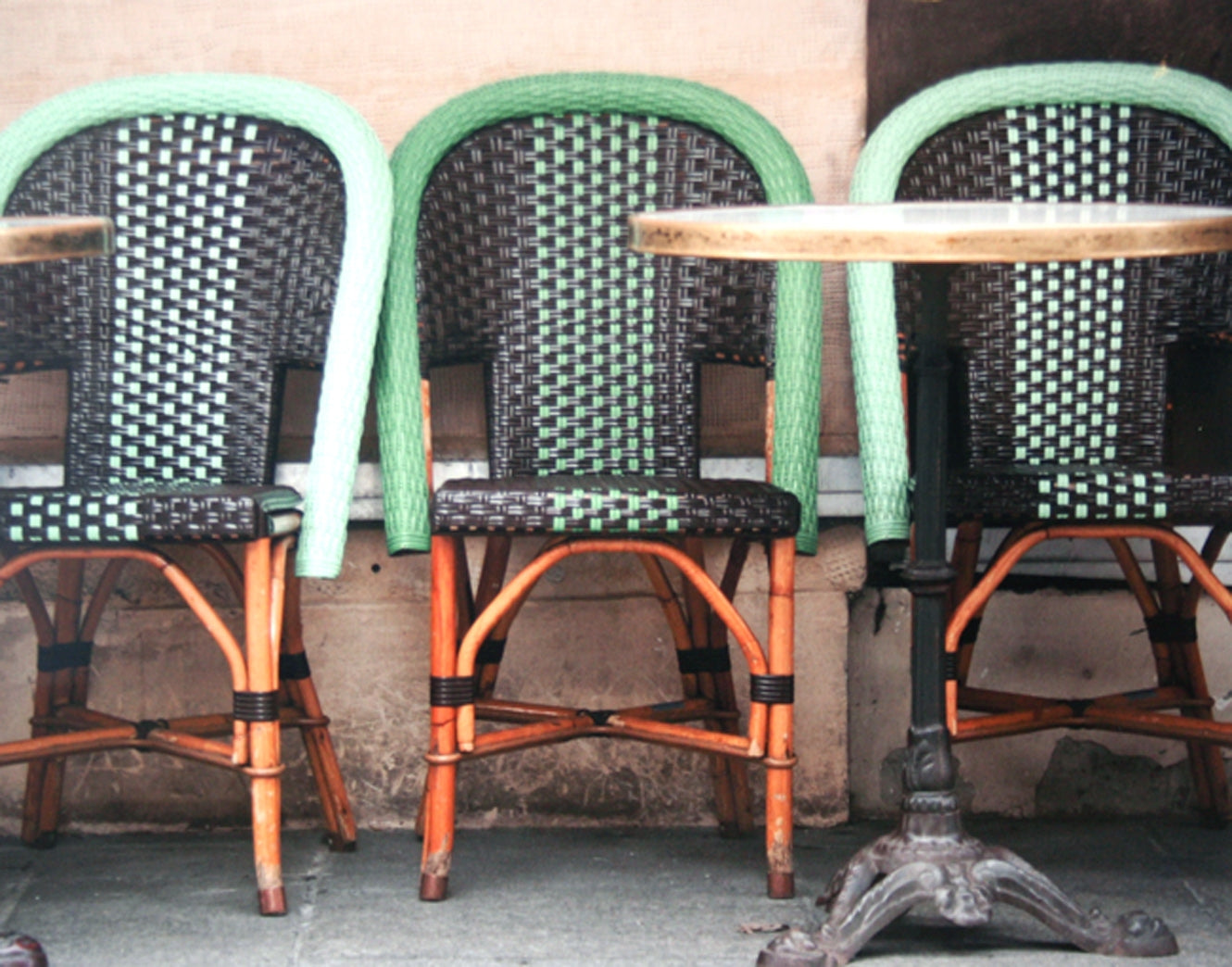 Paris In Green - Table And Chairs Unframed