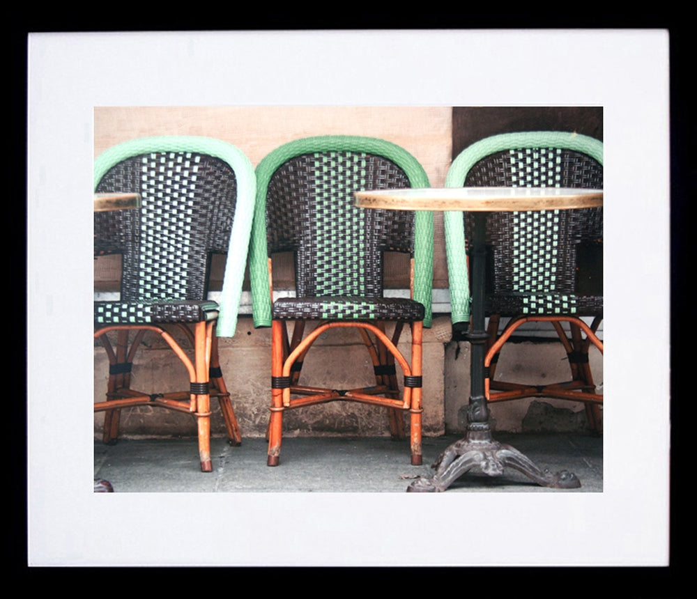 Paris In Green - Table And Chairs Framed