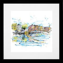 Print Open Edition Landscapes - Ha'penny Bridge Dublin-30 x 30-Black Box Frame (With Mount)