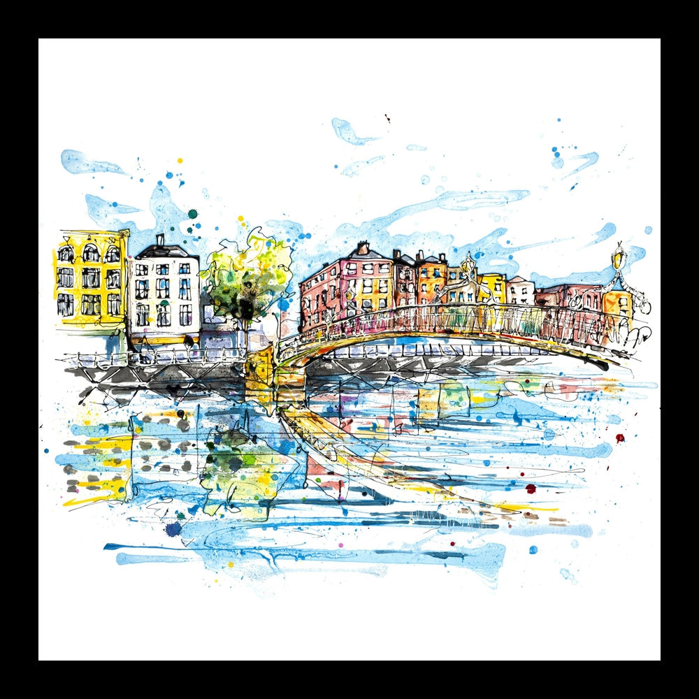 Print Open Edition Landscapes - Ha'penny Bridge Dublin-30 x 30-Black Box Frame (No Mount)