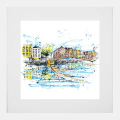 Print Open Edition Landscapes - Ha'penny Bridge Dublin-30 x 30-White Box Frame (With Mount)