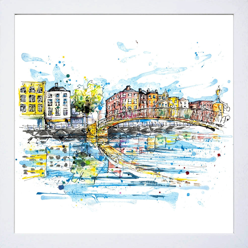 Print Open Edition Landscapes - Ha'penny Bridge Dublin-30 x 30-White Box Frame (No Mount)