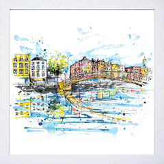 Print Open Edition Landscapes - Ha'penny Bridge Dublin-30 x 30-White Box Frame (No Mount)