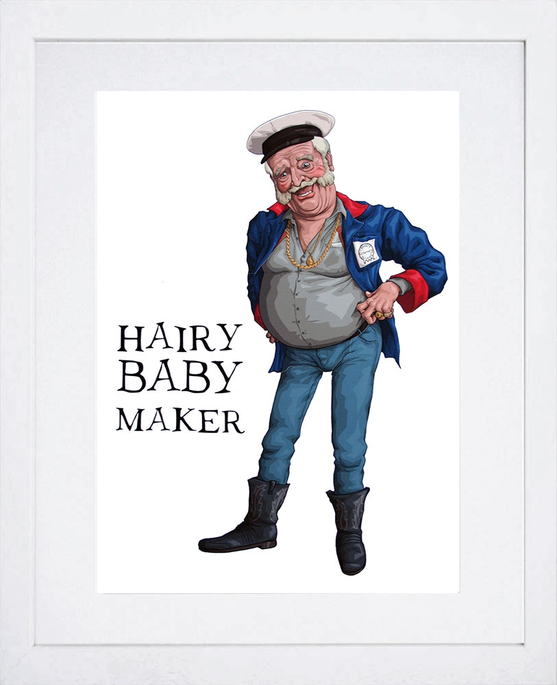 Father Ted - Pat Mustard - Hairy Baby Maker White Frame