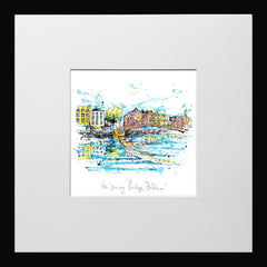 Print Open Edition Landscapes - Ha'penny Bridge Dublin-12 x 12-Small Flat Black Frame