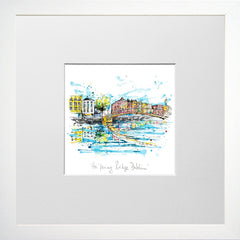 Print Open Edition Landscapes - Ha'penny Bridge Dublin-12 x 12-Small Flat White Frame