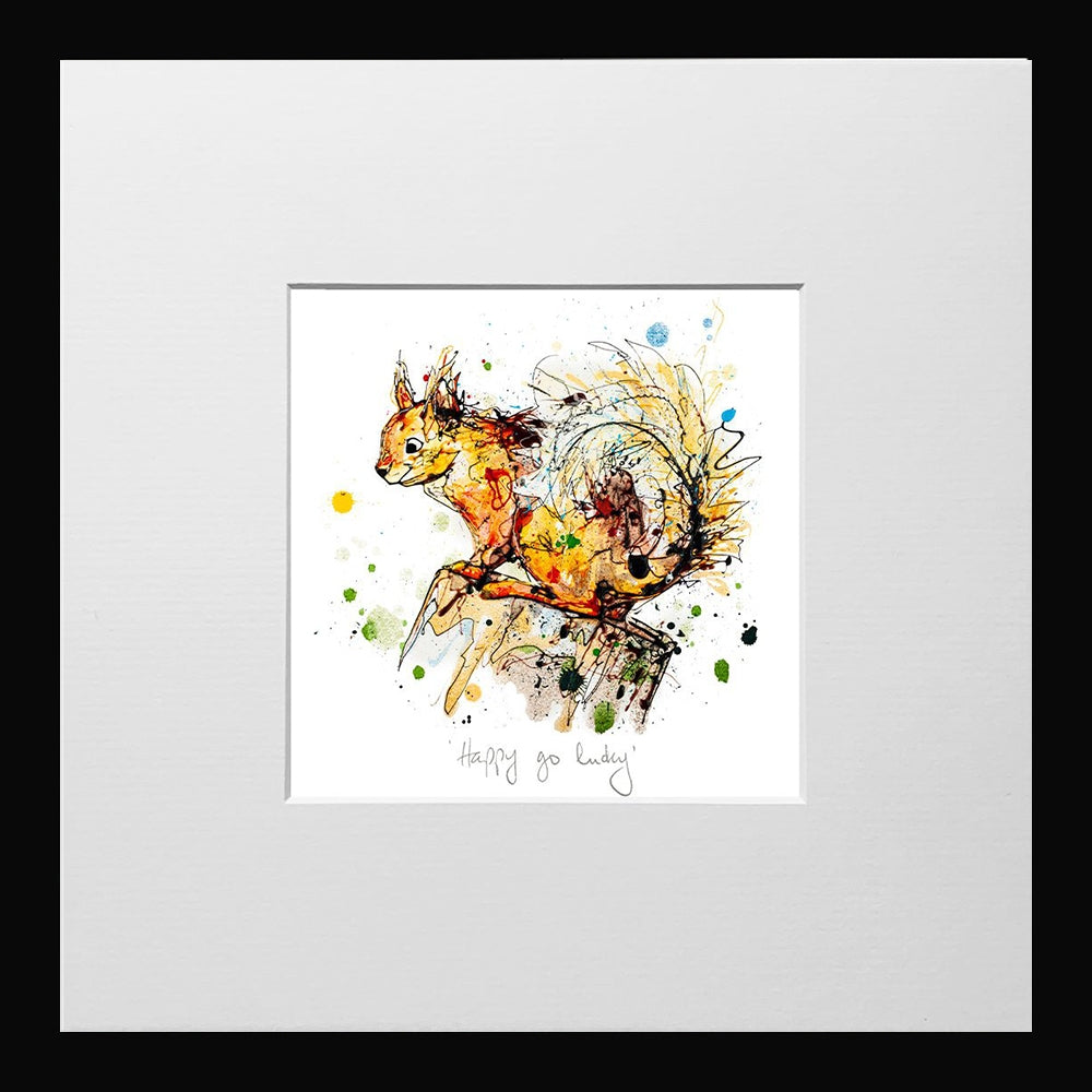 Print Open Edition Floral - Happy Go Lucky-12 x 12-Small Flat Black Frame