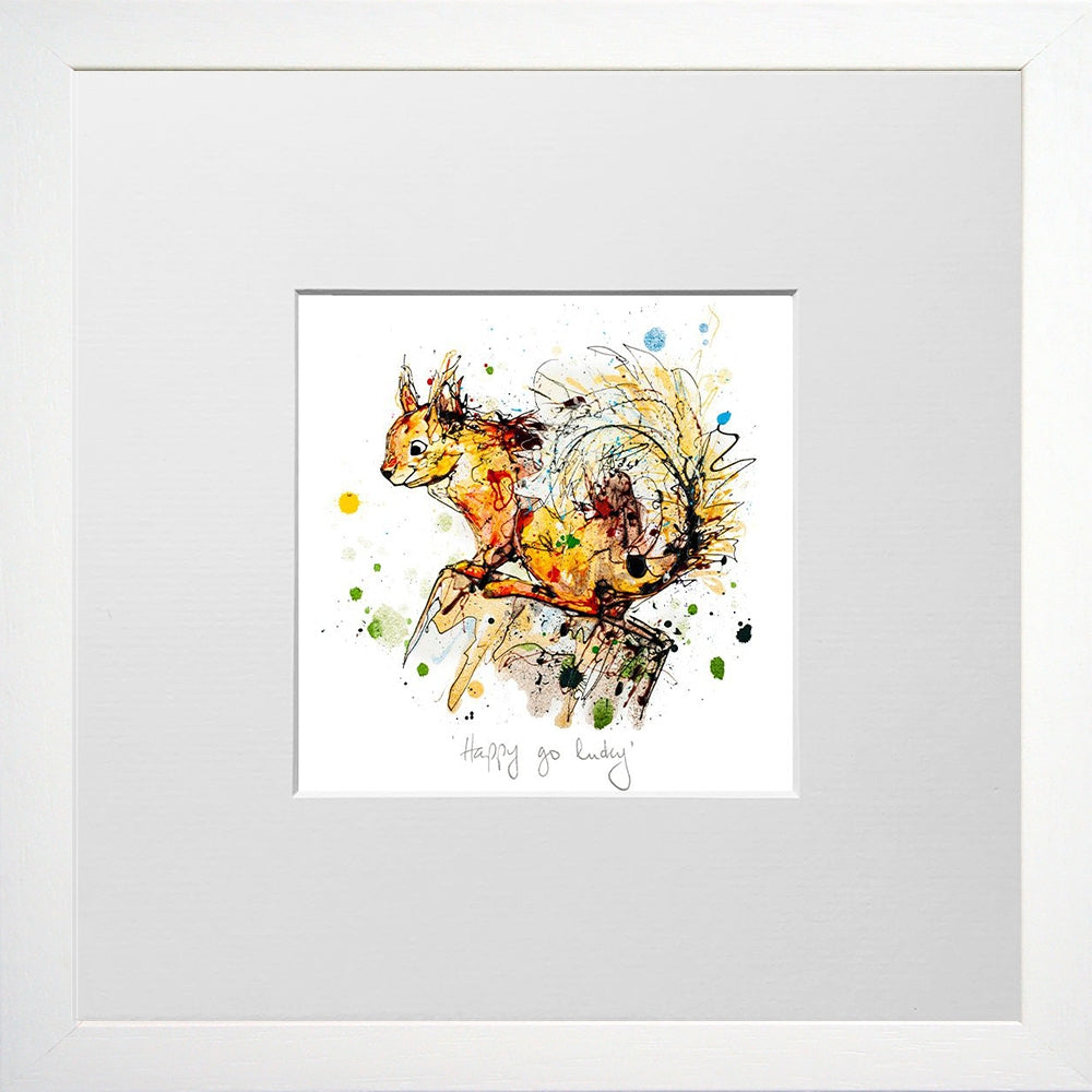 Print Open Edition Floral - Happy Go Lucky-12 x 12-Small Flat White Frame