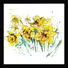 Print Open Edition Floral - Happy Days-30 x 30-Black Box Frame (No Mount)