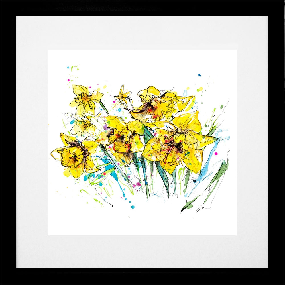 Print Open Edition Floral - Happy Days-30 x 30-Black Box Frame (With Mount)