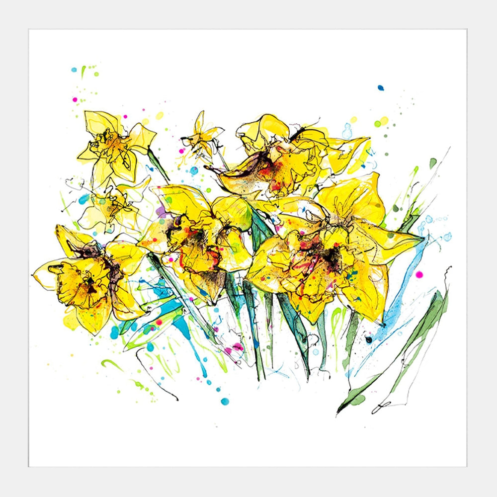 Print Open Edition Floral - Happy Days-30 x 30-White Box Frame (No Mount)