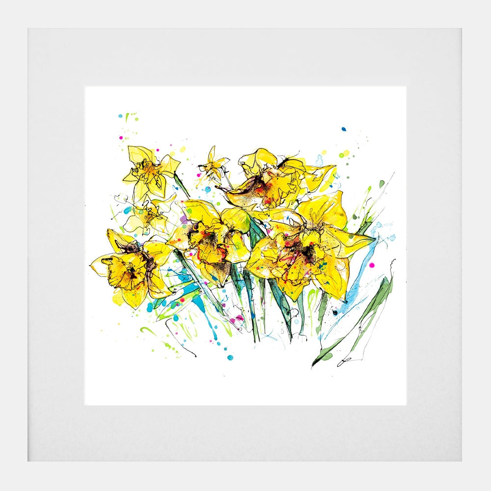 Print Open Edition Floral - Happy Days-30 x 30-White Box Frame (With Mount)