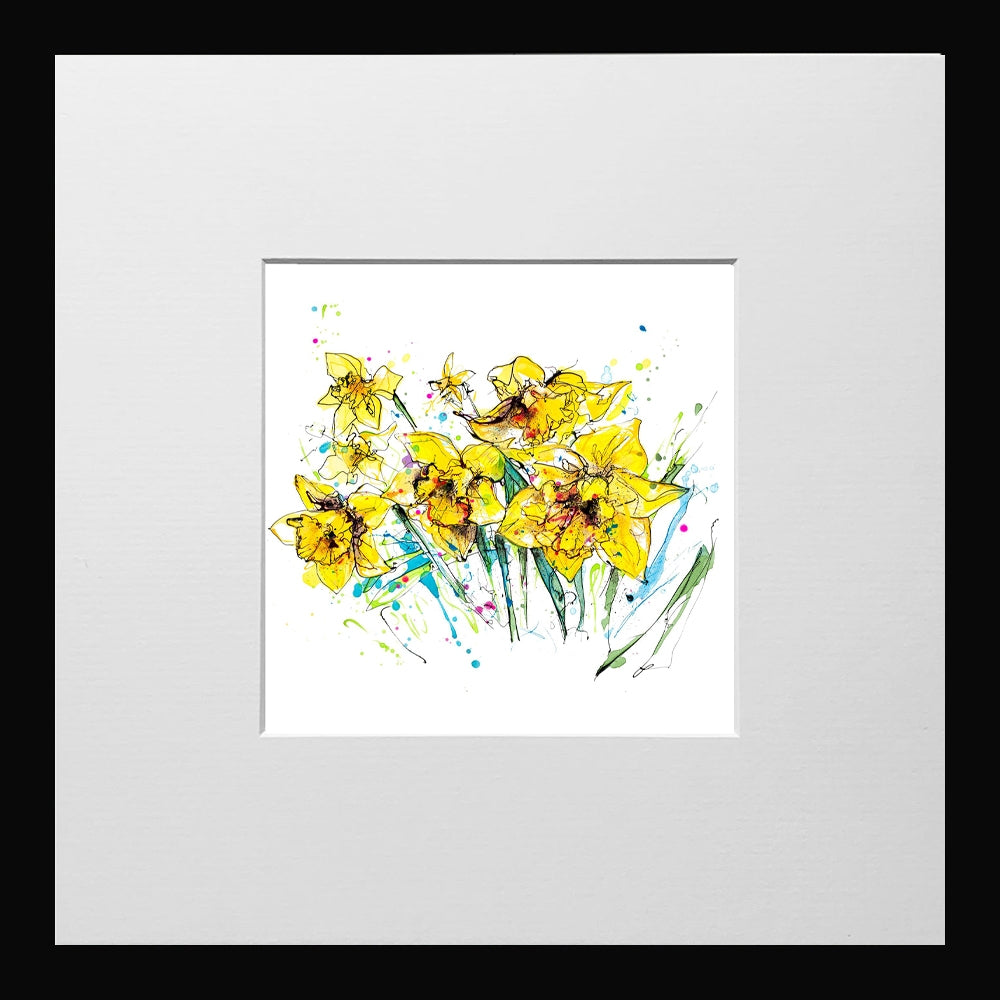 Print Open Edition Floral - Happy Days-12 x 12-Small Flat Black Frame