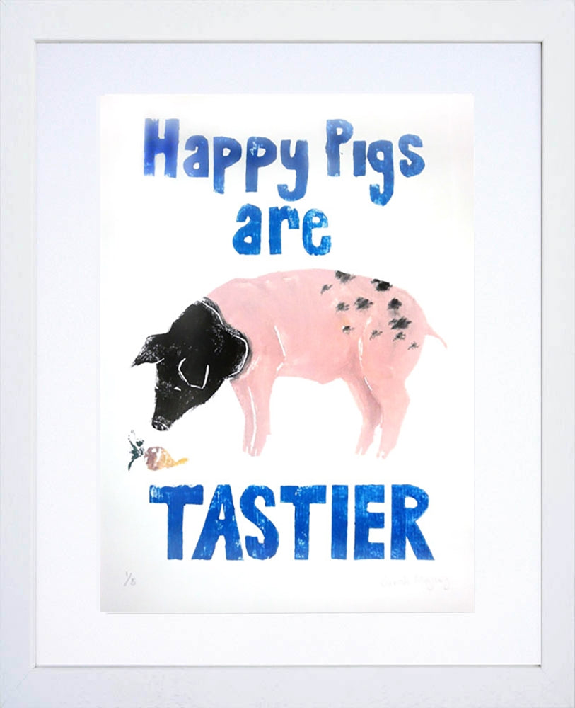 Animals Pig - Happy Pigs Are Tastier White Frame