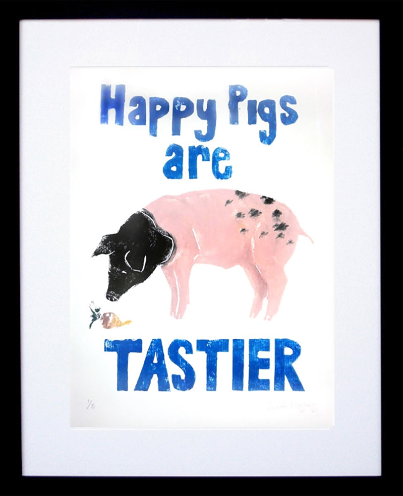 Animals Pig - Happy Pigs Are Tastier Frame Black