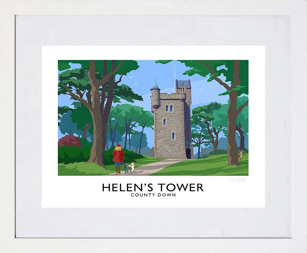 Co Down - Helen's Tower-40 x 30-White Box Frame (With Mount)