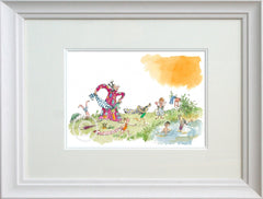Signed Quentin Blake - Her Overcoat Has Pockets Galore Framed