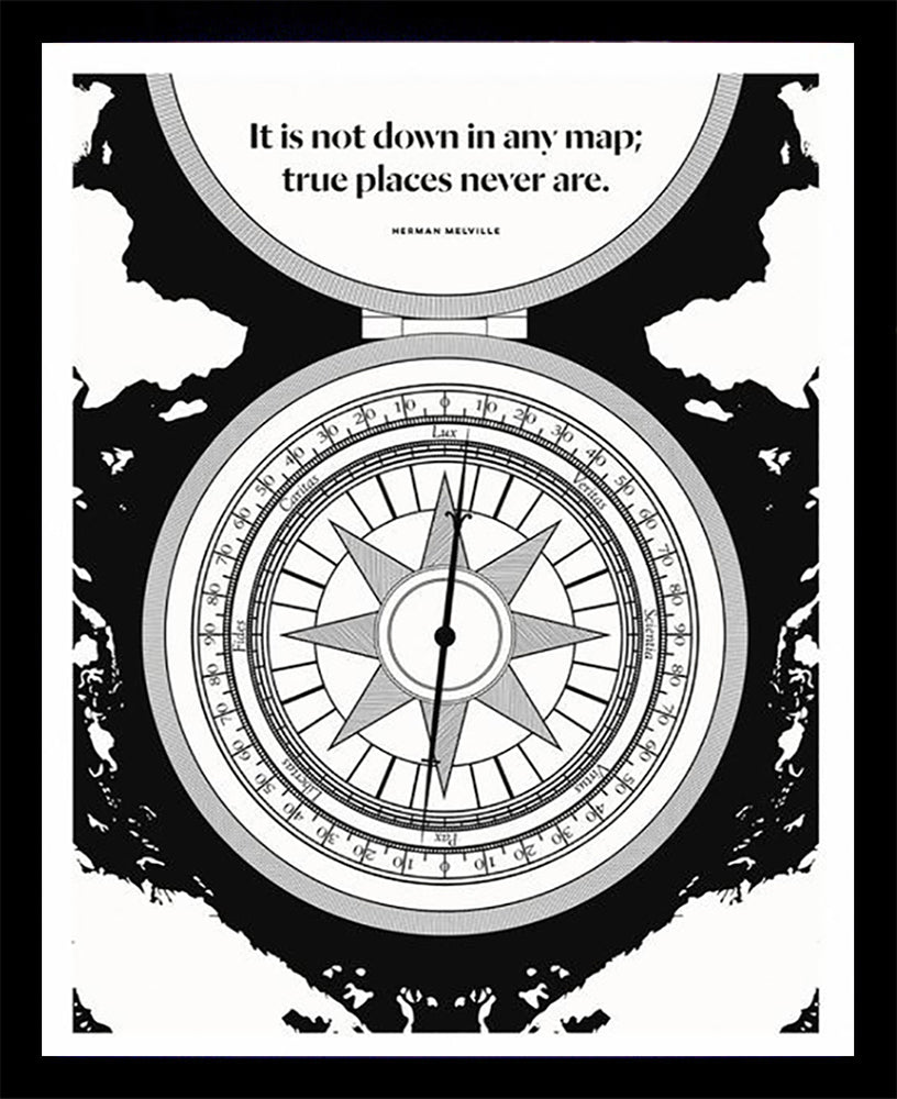 Herman Melville - Map -28 x 35.5-Black Box Frame