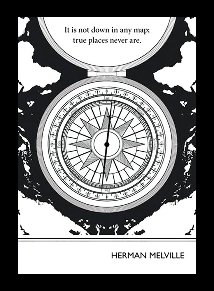 Herman Melville - Map -38 x 53.5-Flat Black Frame