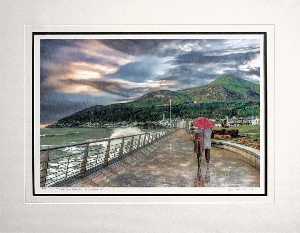 Co Down - Rain Series - High Tide At The Promenade, Newcastle Unframed 60x47.5