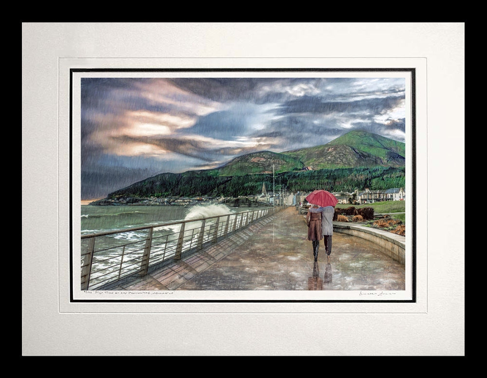 Co Down - Rain Series - High Tide At The Promenade, Newcastle Frame Black Flat 60x47.5